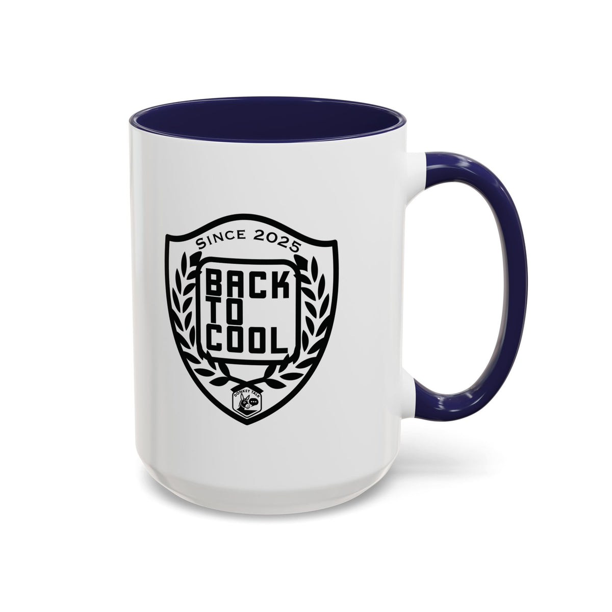 Back to Cool shield accent coffee mug – Donkey Talk ceramic mug