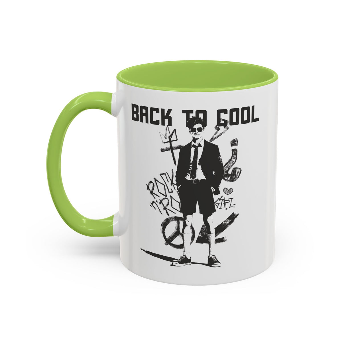 Back to Cool Shield Accent Coffee Mug — Retro Badge Coffee Cup (11/15oz)
