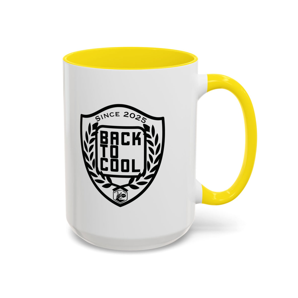 Back to Cool Shield Accent Coffee Mug — Retro Badge Coffee Cup (11/15oz)