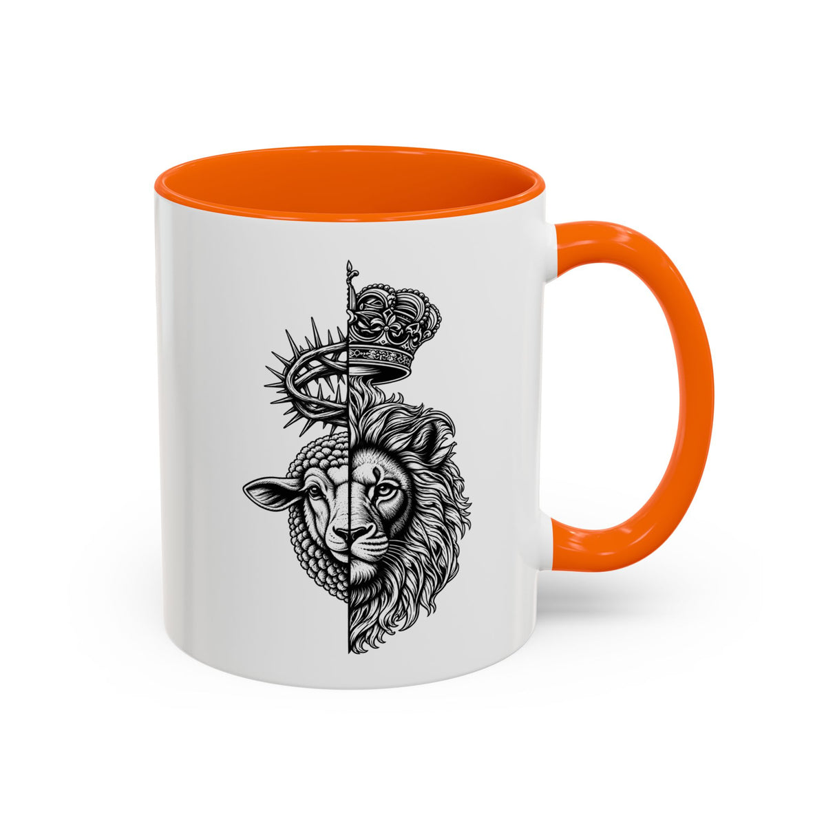 Lion & Lamb Religious Accent Coffee Mug — Crown of Thorns Christian Gift (11/15oz)