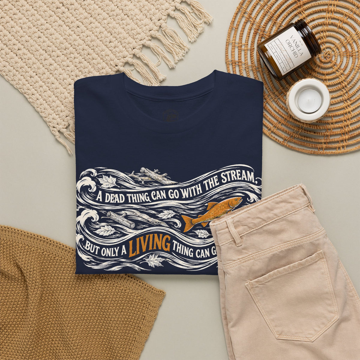 Chesterton Fish Go With the Stream T-shirt – Donkey Talk graphic tee