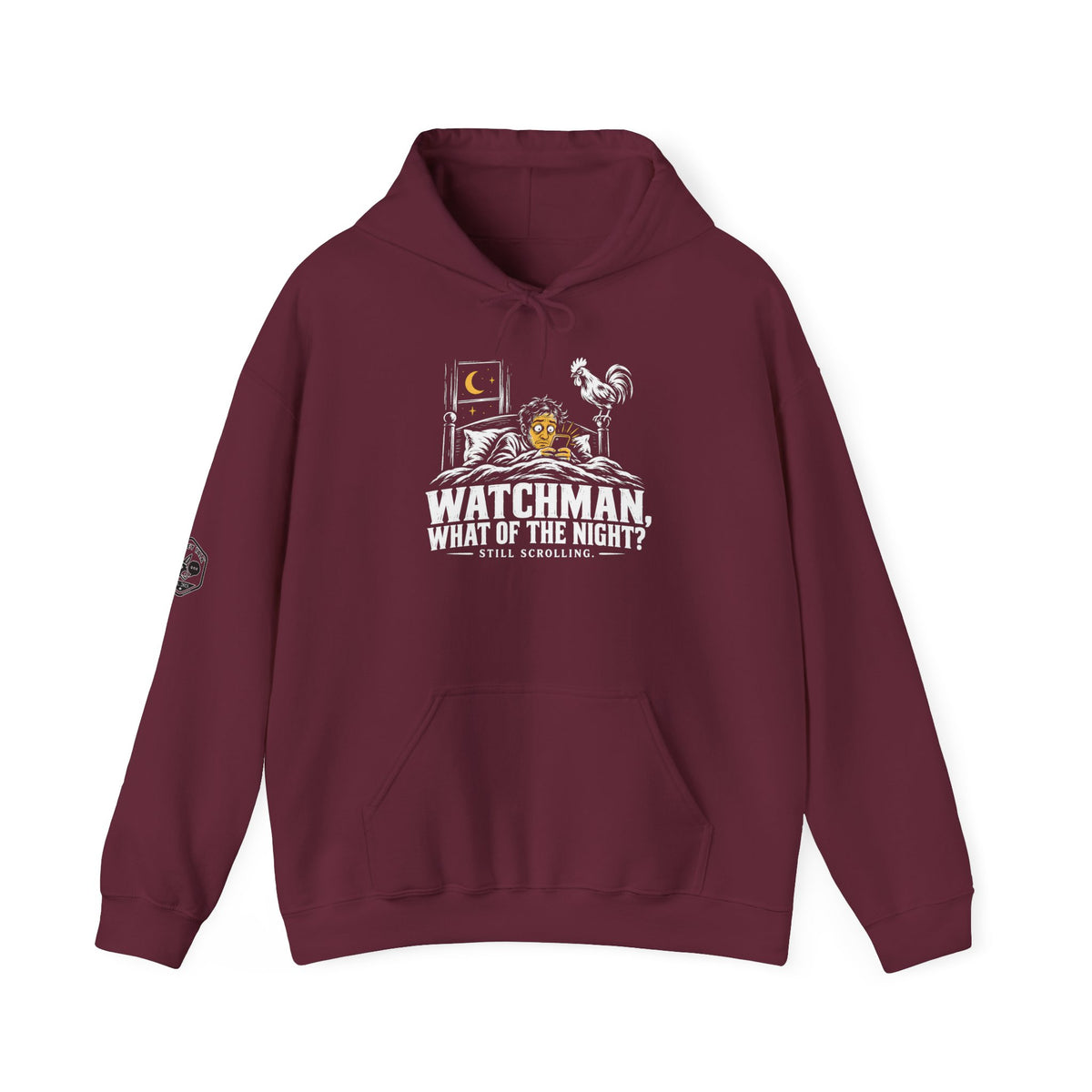 Watchman, Still Scrolling? Hoodie | Isaiah 21:11 Funny Christian Graphic Hoodie