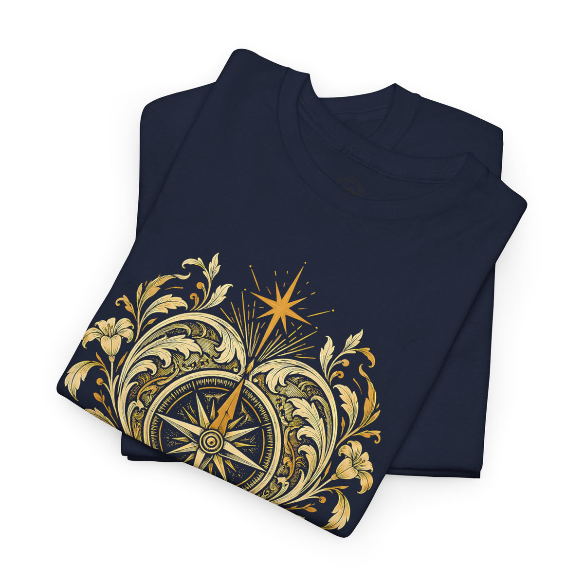 Our Hearts Are Restless Gold Compass Heart T-shirt – Donkey Talk graphic tee