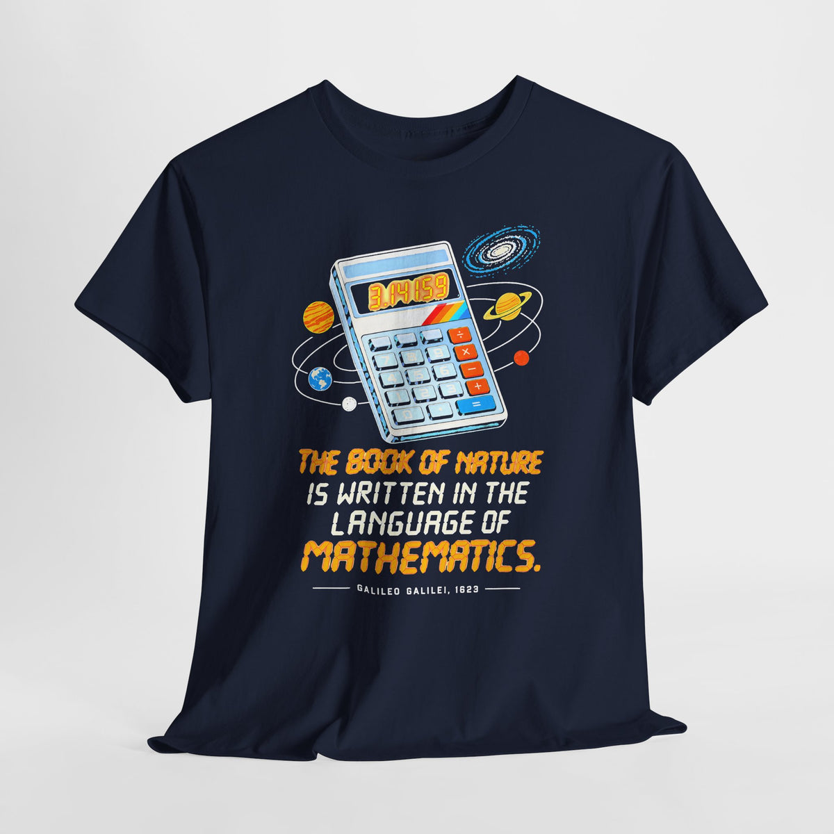Galileo Book of Nature Calculator T-shirt – Donkey Talk graphic tee