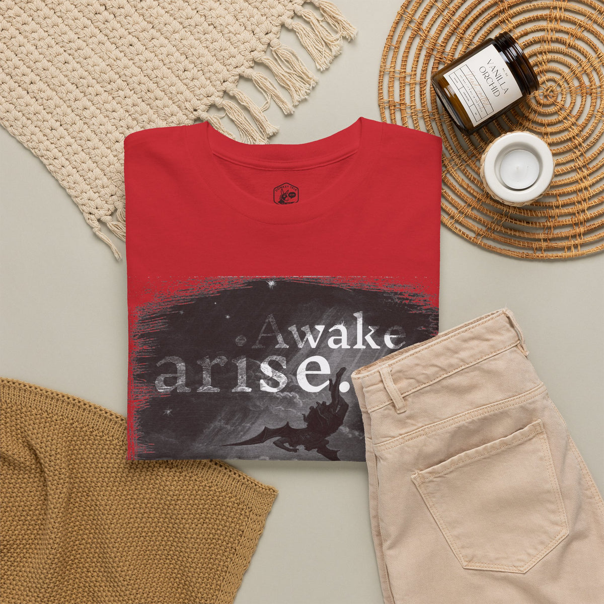 Arise or Fall Graphic Tee — Monochrome Moody Quote T-Shirt