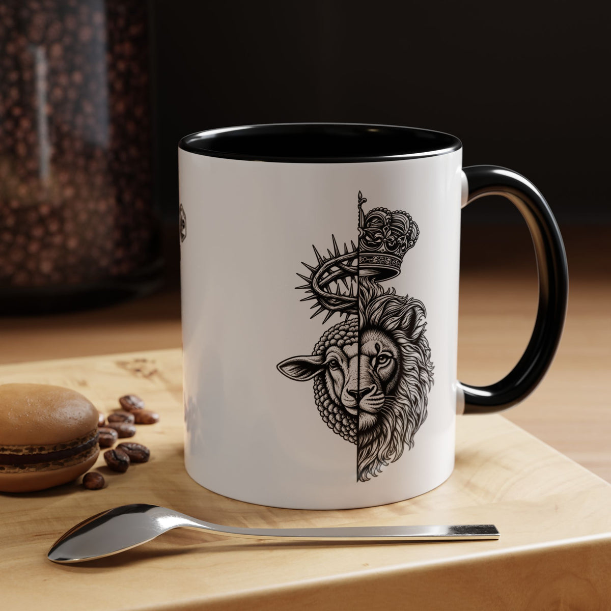 Lion & Lamb Religious Accent Coffee Mug — Crown of Thorns Christian Gift (11/15oz)