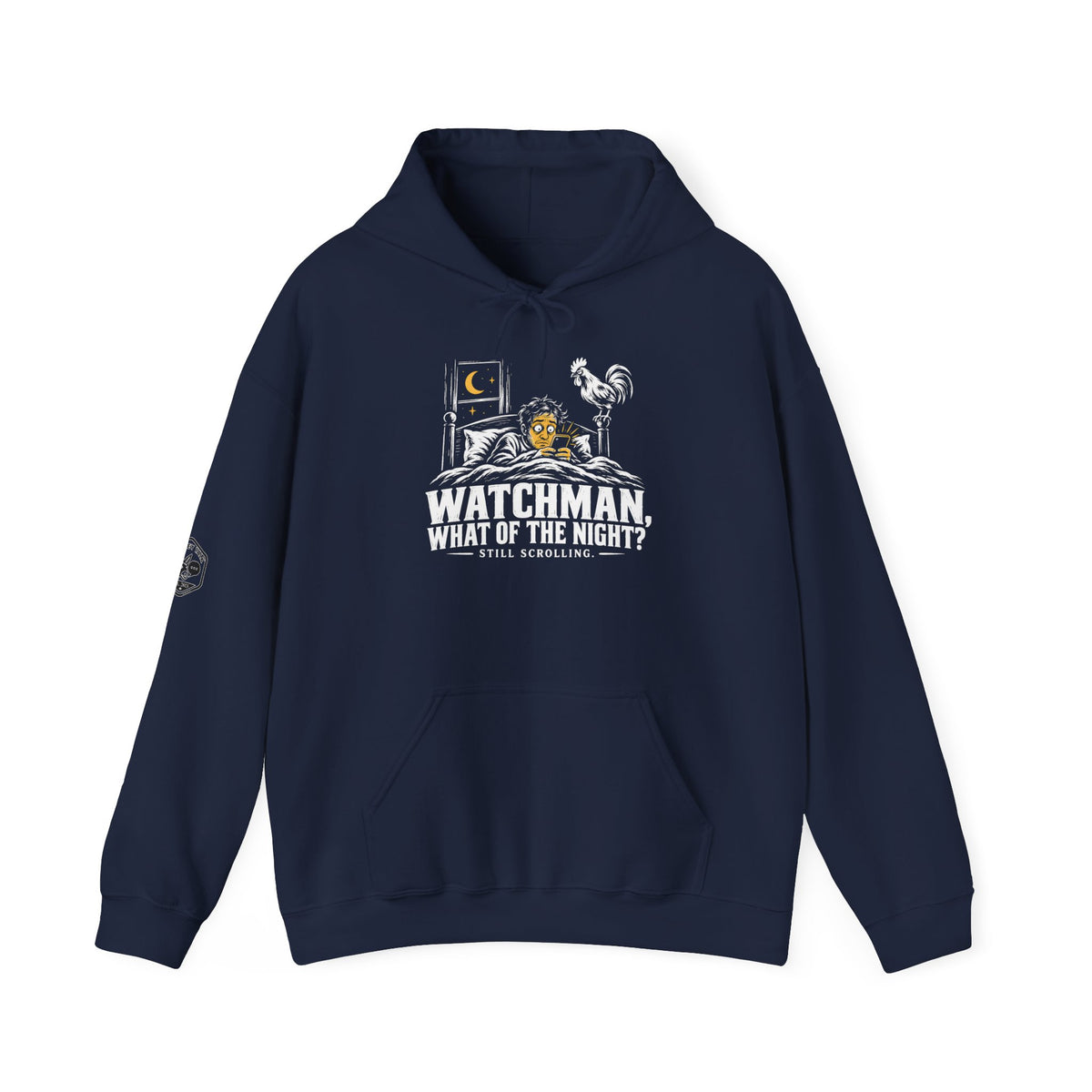 Watchman, Still Scrolling? Hoodie | Isaiah 21:11 Funny Christian Graphic Hoodie