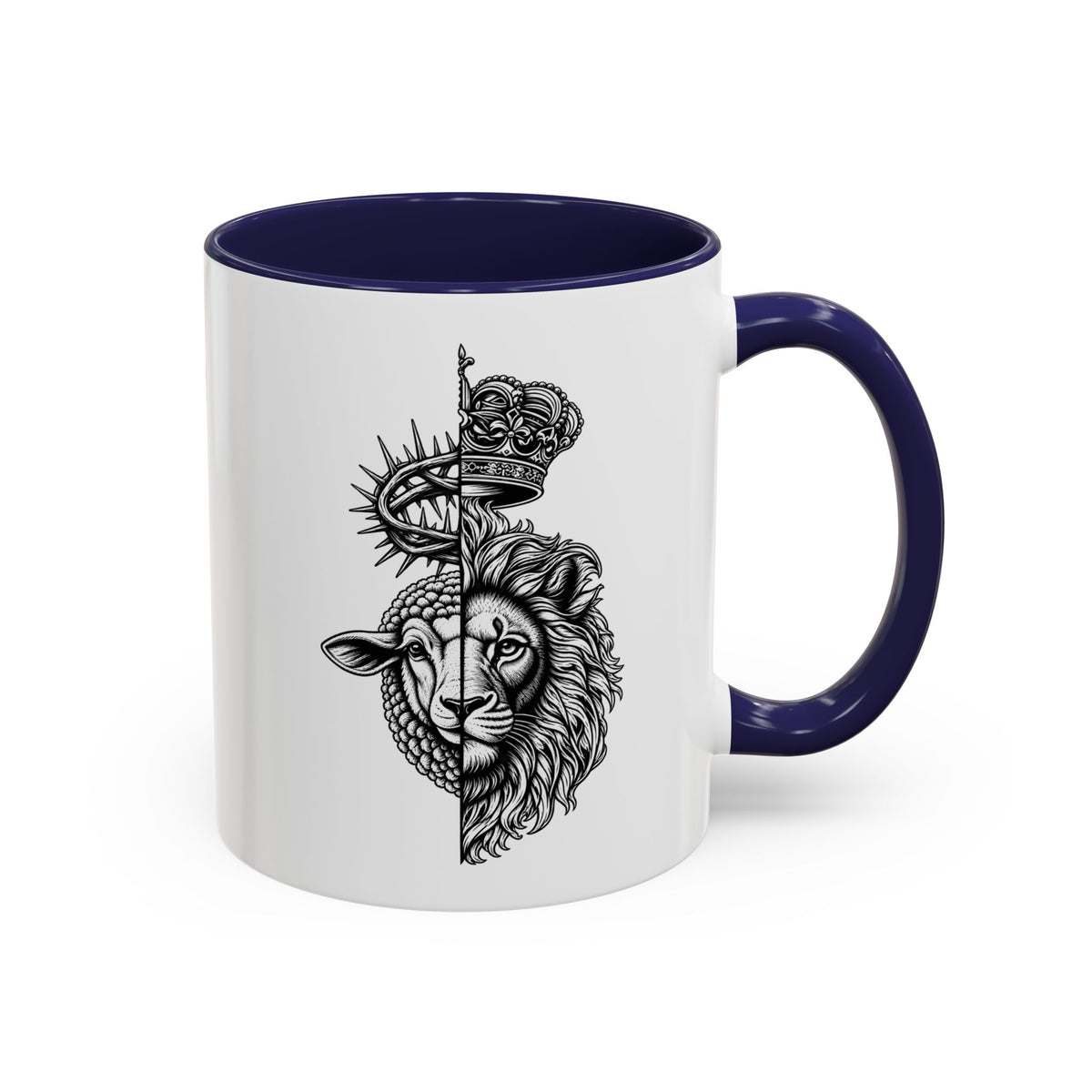 Lion & Lamb Religious Accent Coffee Mug — Crown of Thorns Christian Gift (11/15oz)