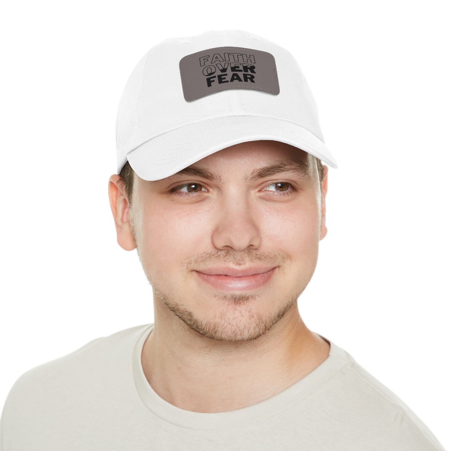 Faith Over Fear Dad Hat - Stylish Hat with Leather Patch