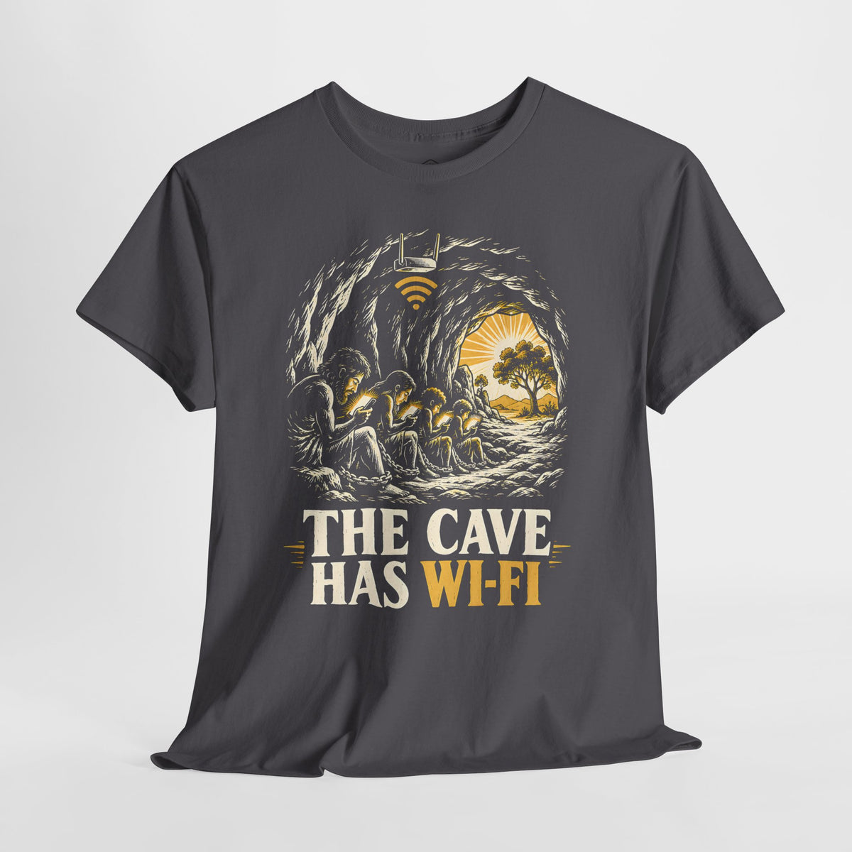The Cave Has Wi-Fi Plato's Allegory T-shirt – Donkey Talk graphic tee