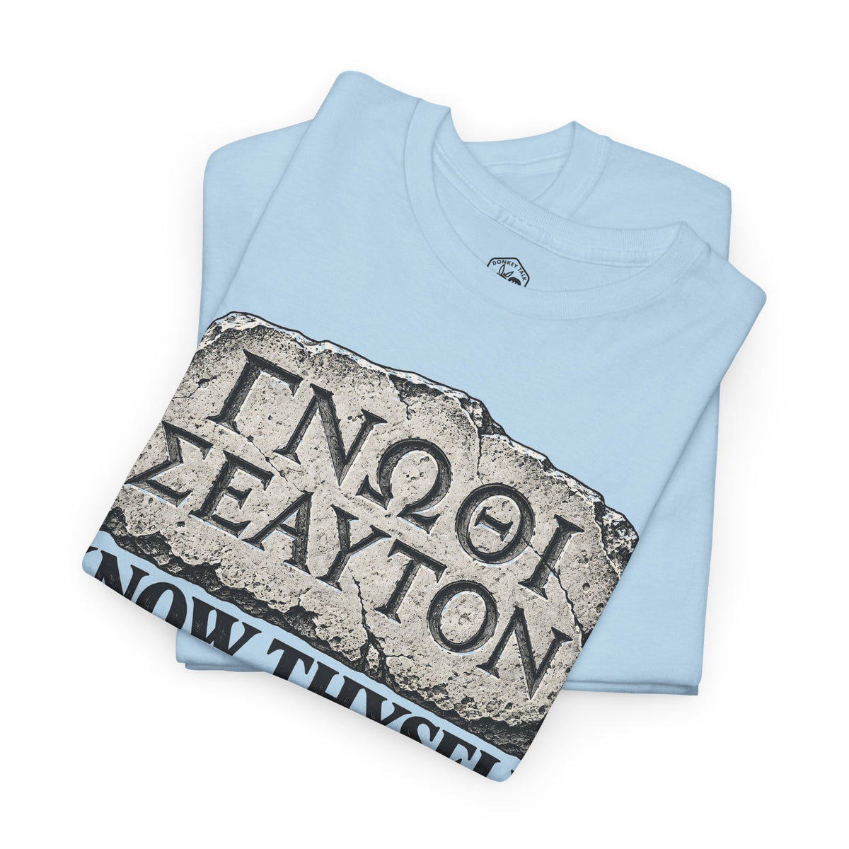 Know Thyself Delphi Stone T-shirt – Donkey Talk graphic tee