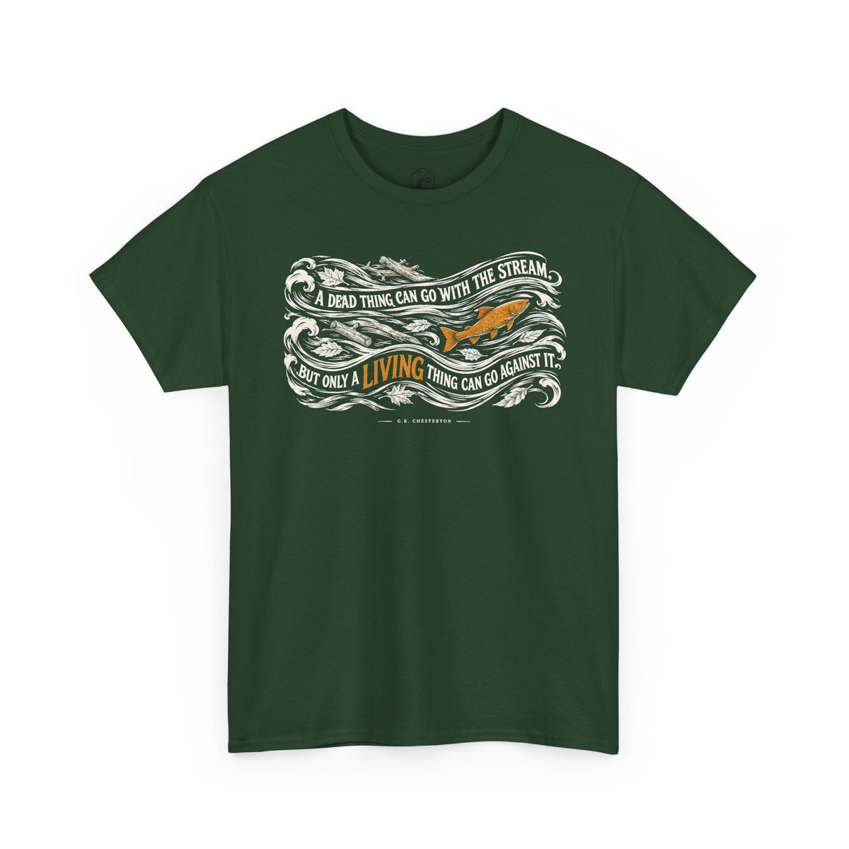 Chesterton Fish Go With the Stream T-shirt – Donkey Talk graphic tee