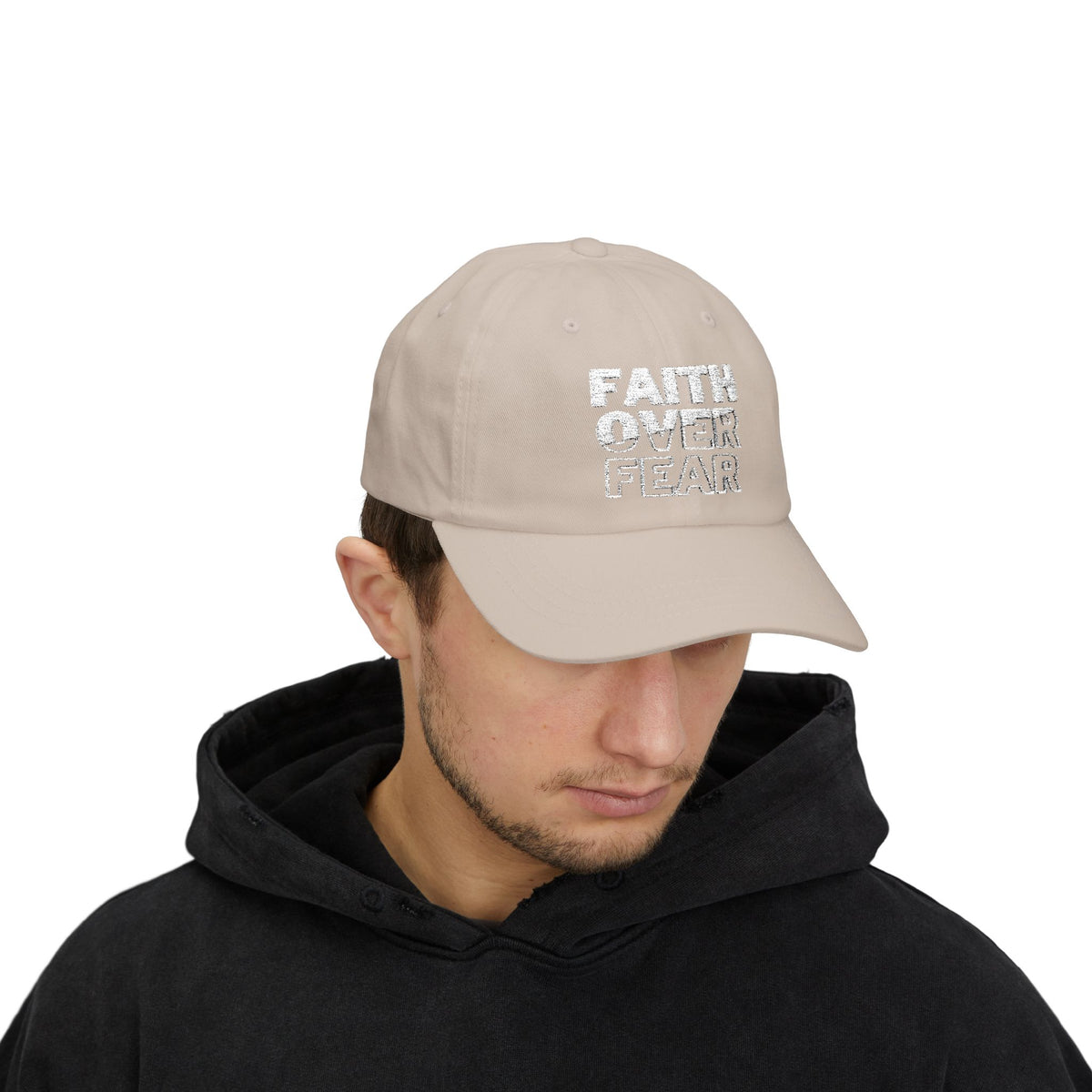 Faith Over Fear classic white dad cap – Donkey Talk