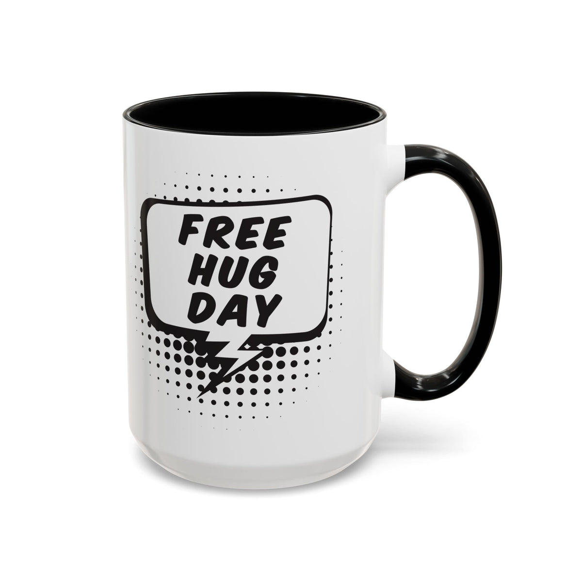 Free Hug Day comic speech bubble coffee mug – Donkey Talk ceramic mug
