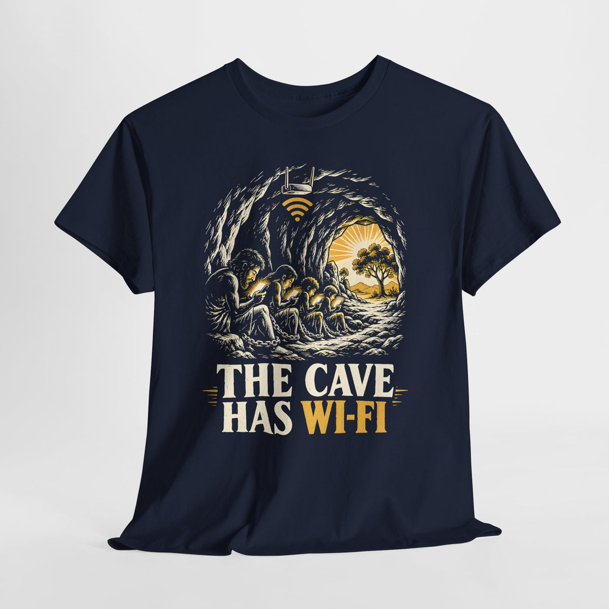 The Cave Has Wi-Fi Plato's Allegory T-shirt – Donkey Talk graphic tee
