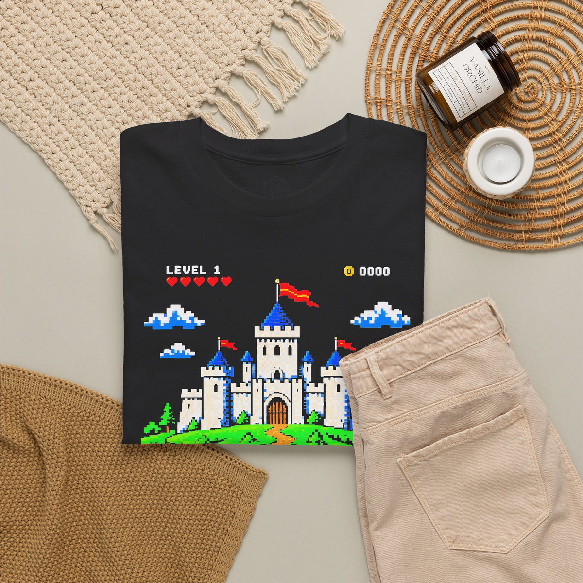 A Mighty Fortress 8-Bit Castle T-shirt – Donkey Talk graphic tee