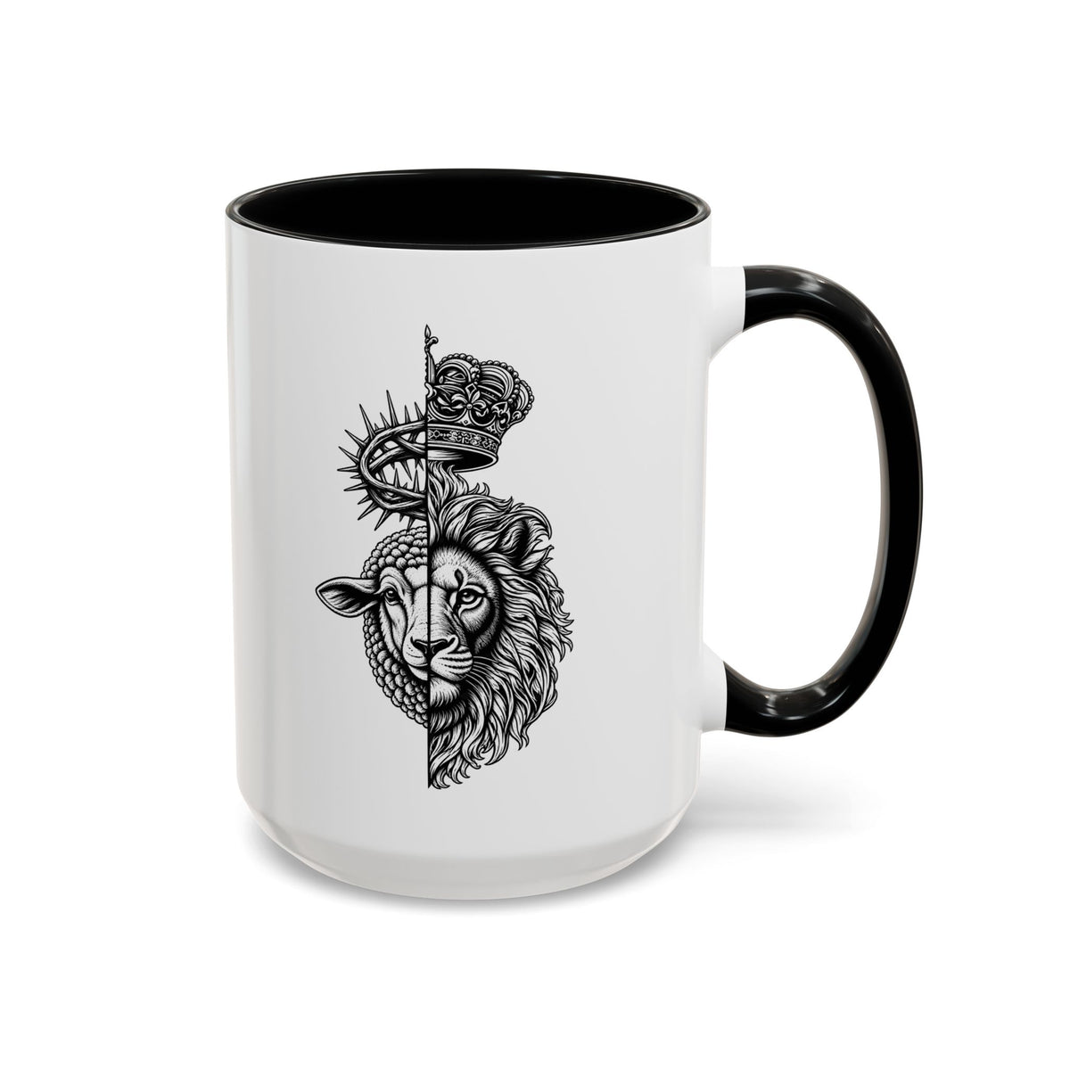 Lion & Lamb Religious Accent Coffee Mug — Crown of Thorns Christian Gift (11/15oz)