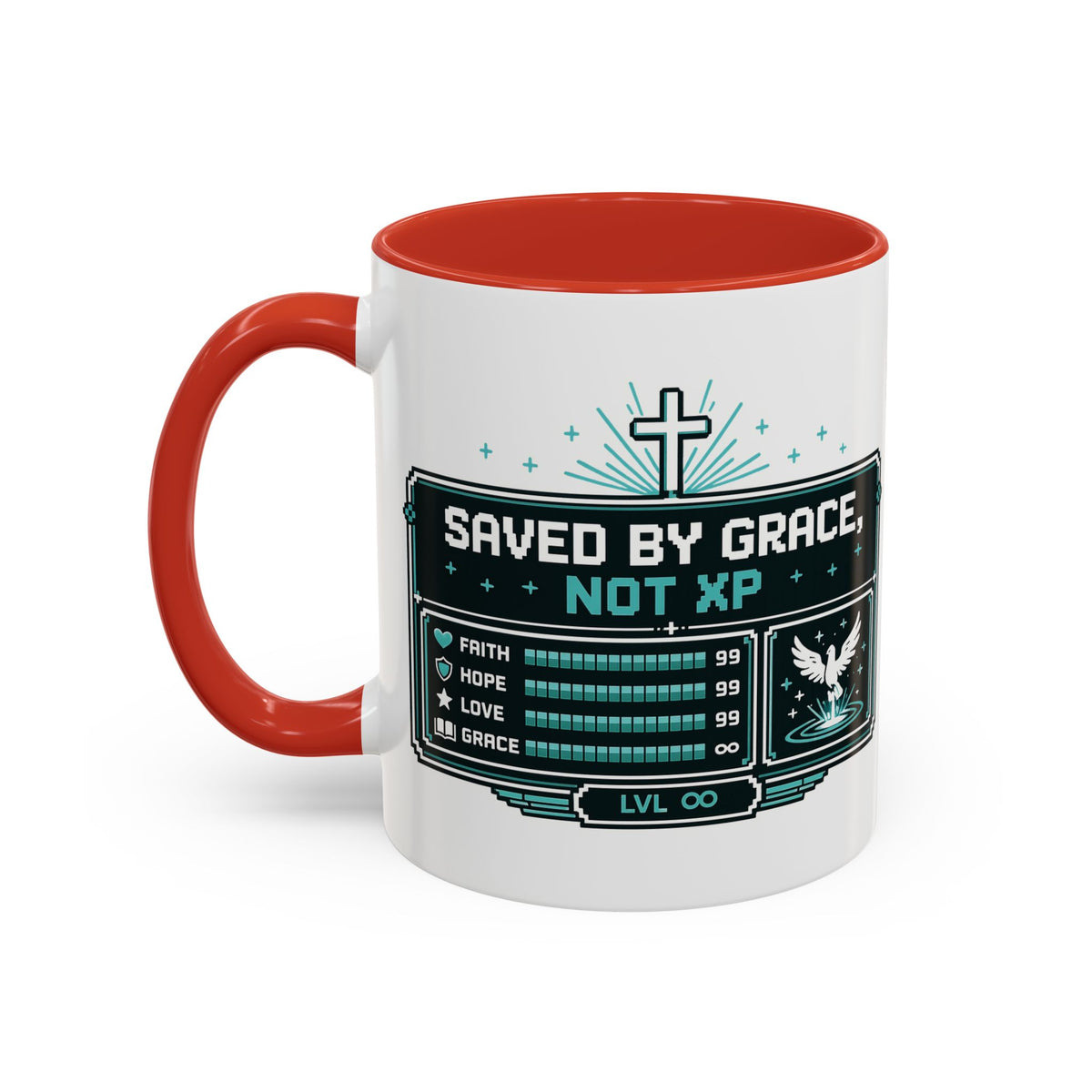 Saved by Grace Not XP Christian gamer mug – Donkey Talk ceramic mug