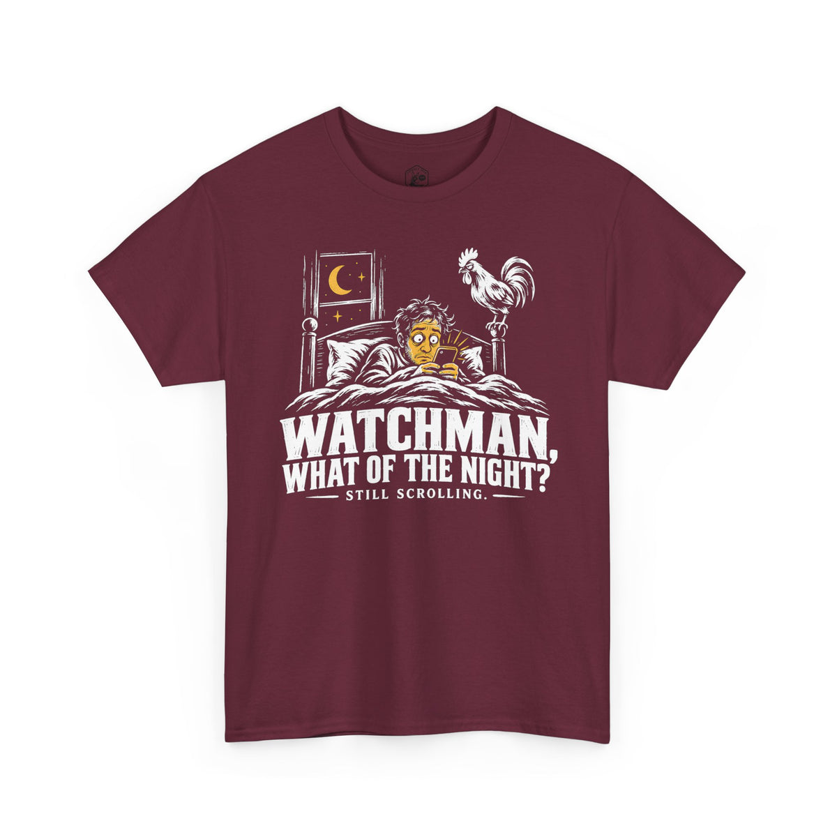 Camiseta "Watchman, Still Scrolling?" | Camiseta cristiana divertida con gráfico de Isaías 21:11