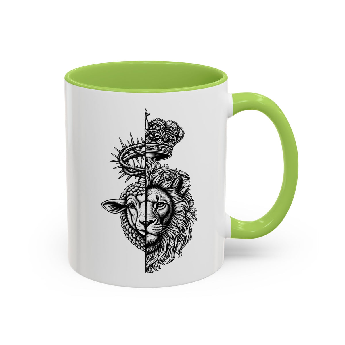 Lion & Lamb Religious Accent Coffee Mug — Crown of Thorns Christian Gift (11/15oz)