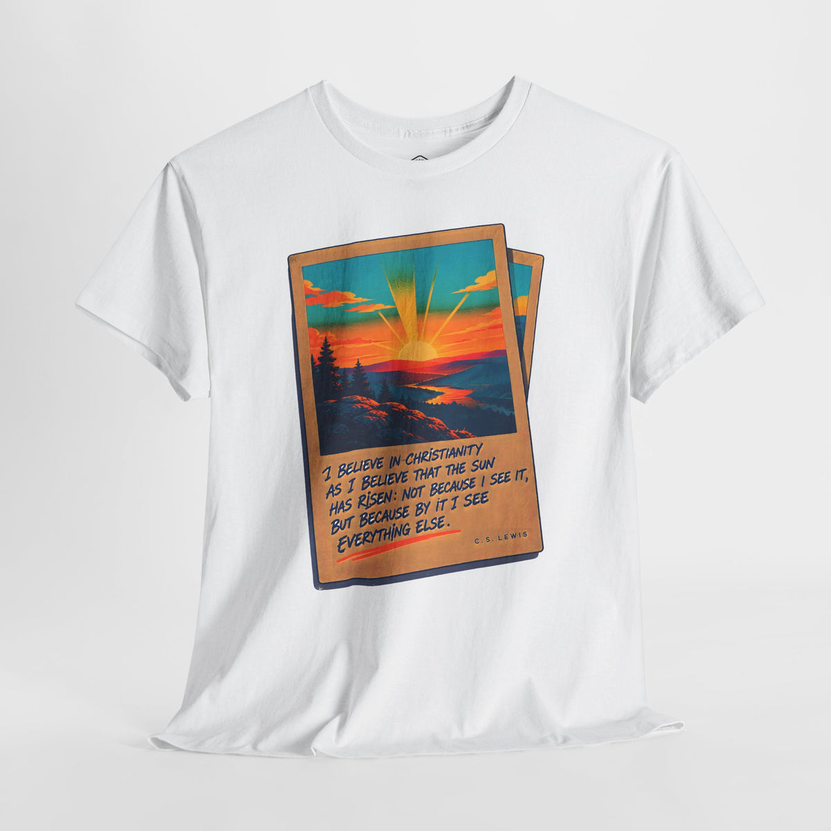 C.S. Lewis Sunrise Instant Photo T-shirt – Donkey Talk graphic tee