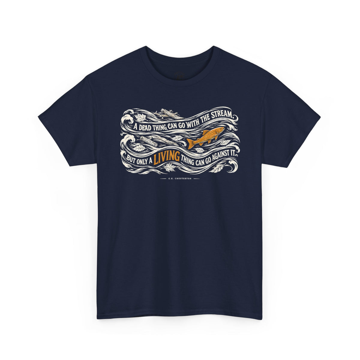 Chesterton Fish Go With the Stream T-shirt – Donkey Talk graphic tee