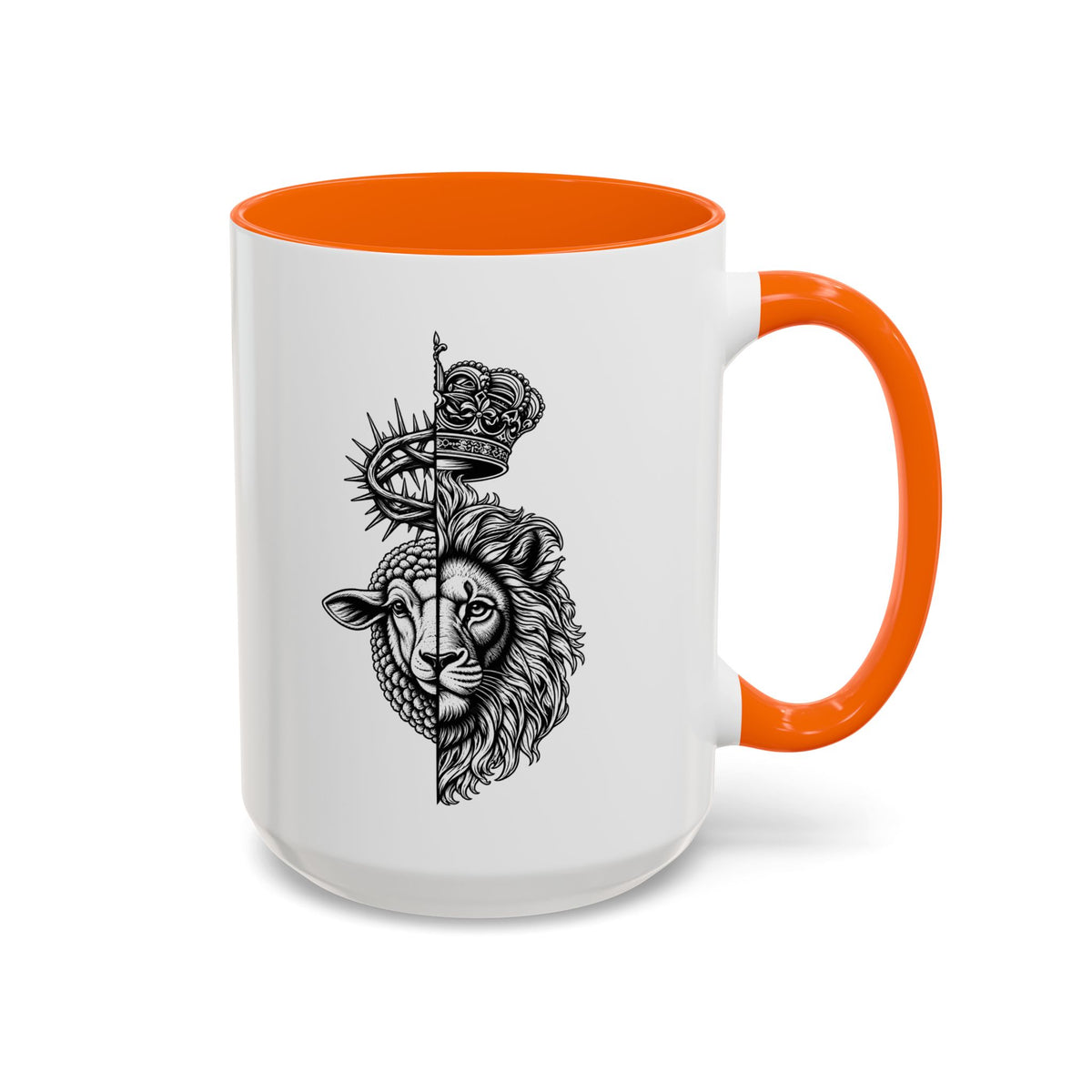 Lion & Lamb Religious Accent Coffee Mug — Crown of Thorns Christian Gift (11/15oz)
