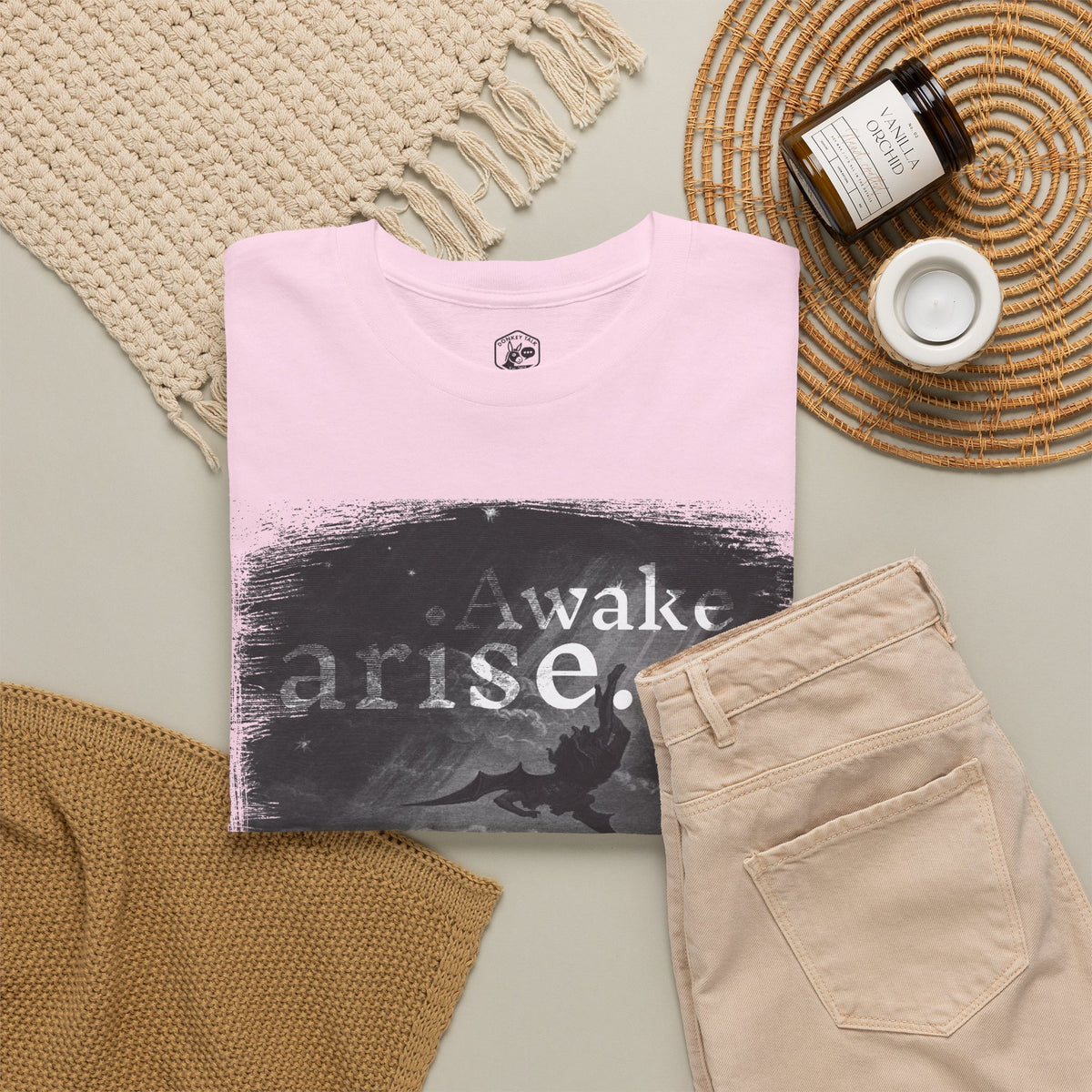 Arise or Fall Graphic Tee — Monochrome Moody Quote T-Shirt