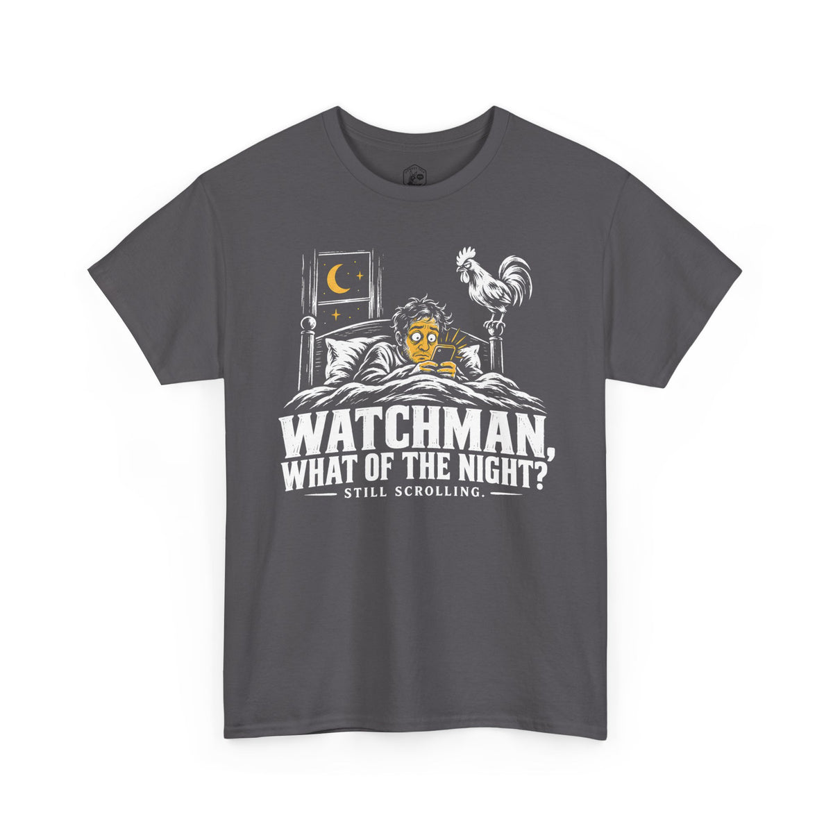 Camiseta "Watchman, Still Scrolling?" | Camiseta cristiana divertida con gráfico de Isaías 21:11
