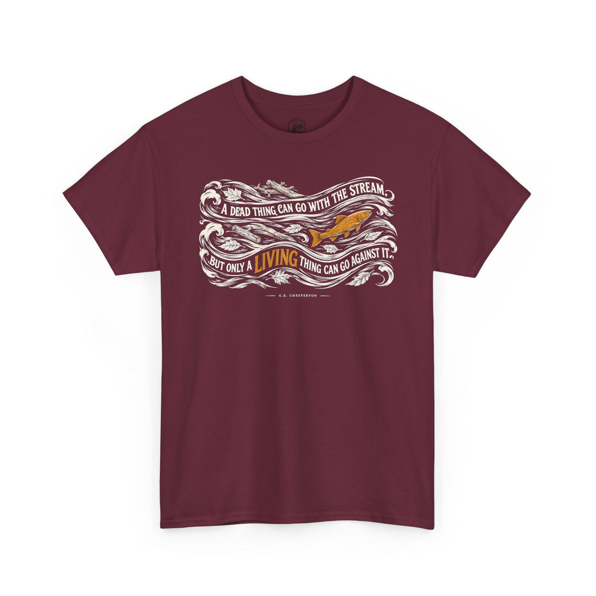 Chesterton Fish Go With the Stream T-shirt – Donkey Talk graphic tee