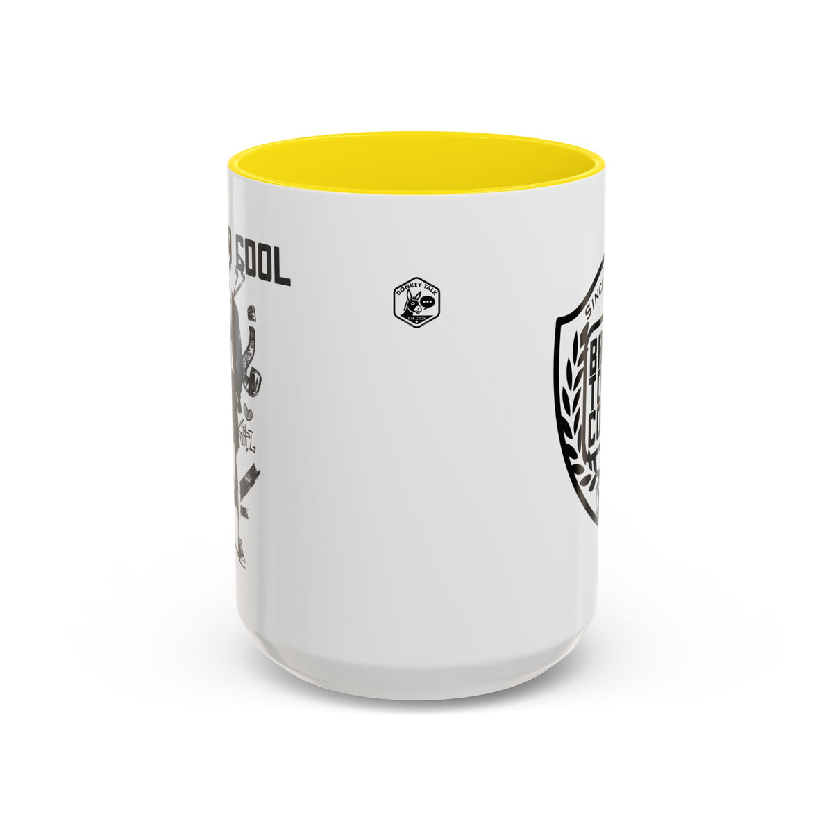 Back to Cool shield accent coffee mug – Donkey Talk ceramic mug
