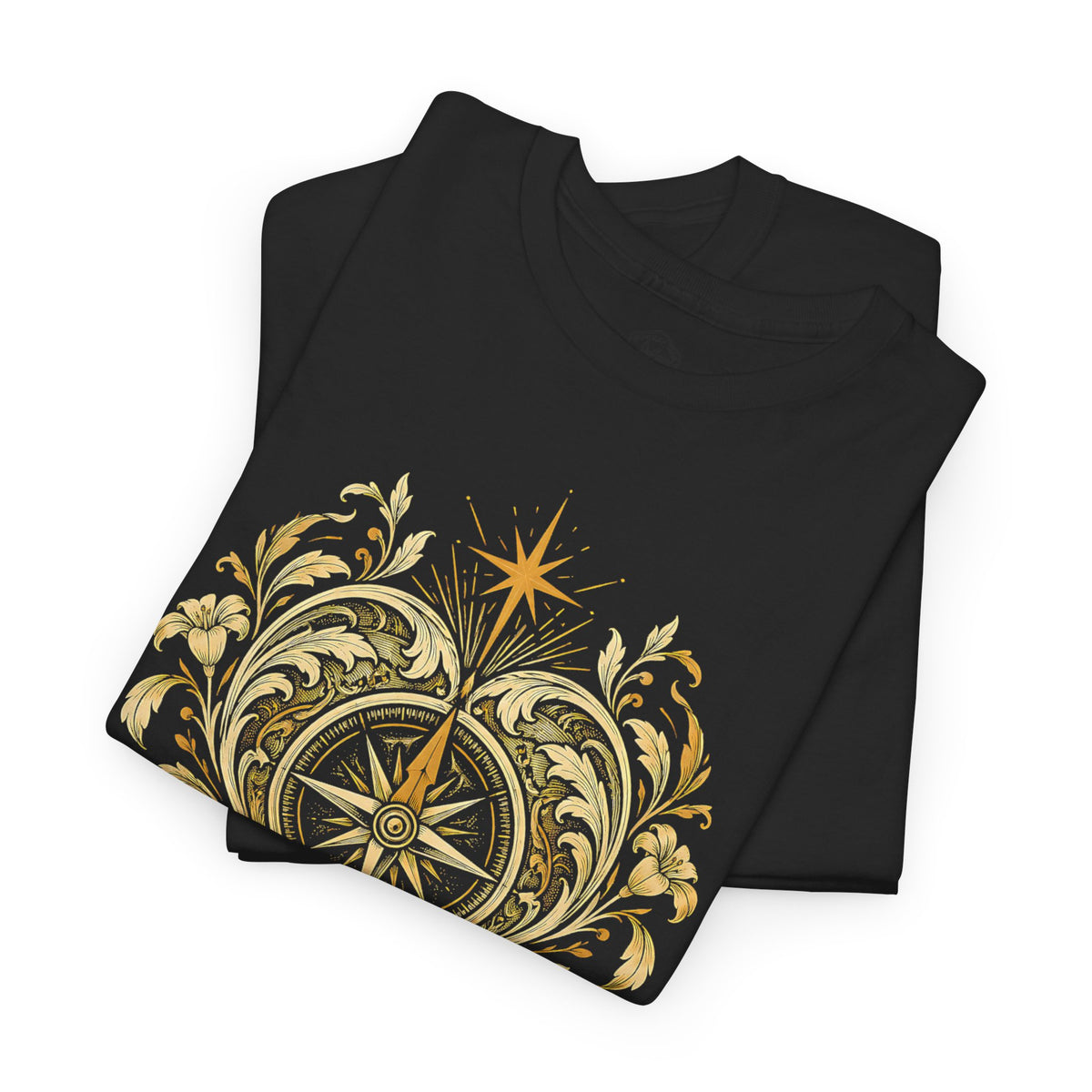 Our Hearts Are Restless Gold Compass Heart T-shirt – Donkey Talk graphic tee