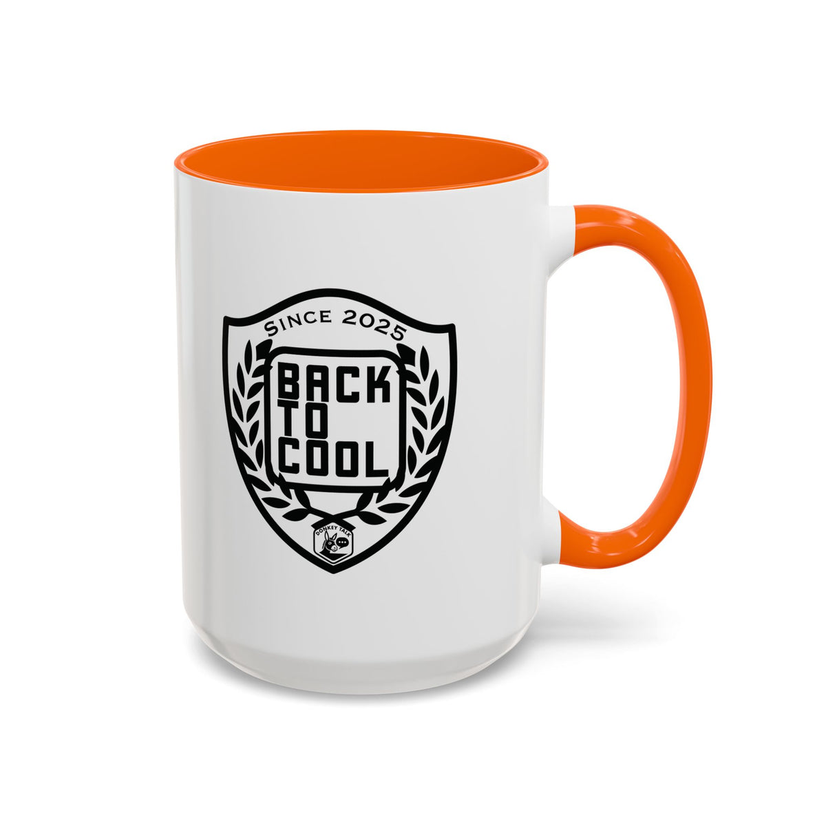 Back to Cool shield accent coffee mug – Donkey Talk ceramic mug