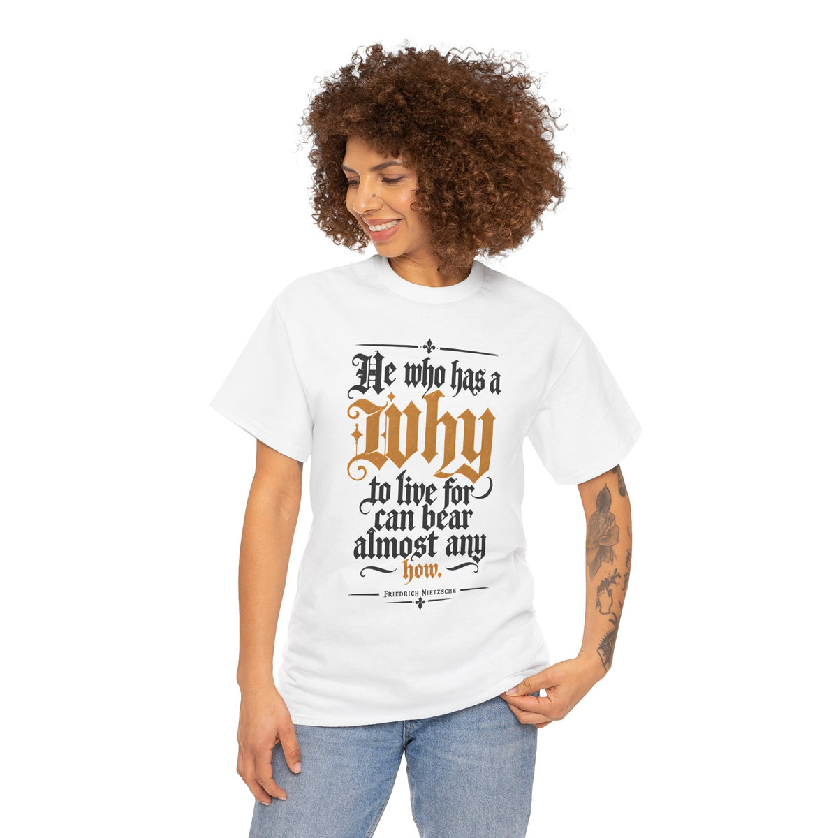 He Who Has a Why to Live For T-shirt – Donkey Talk graphic tee