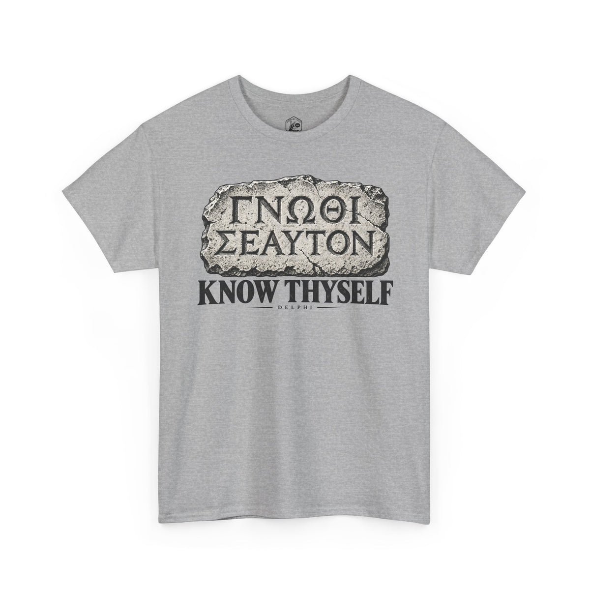 Know Thyself Delphi Stone T-shirt – Donkey Talk graphic tee