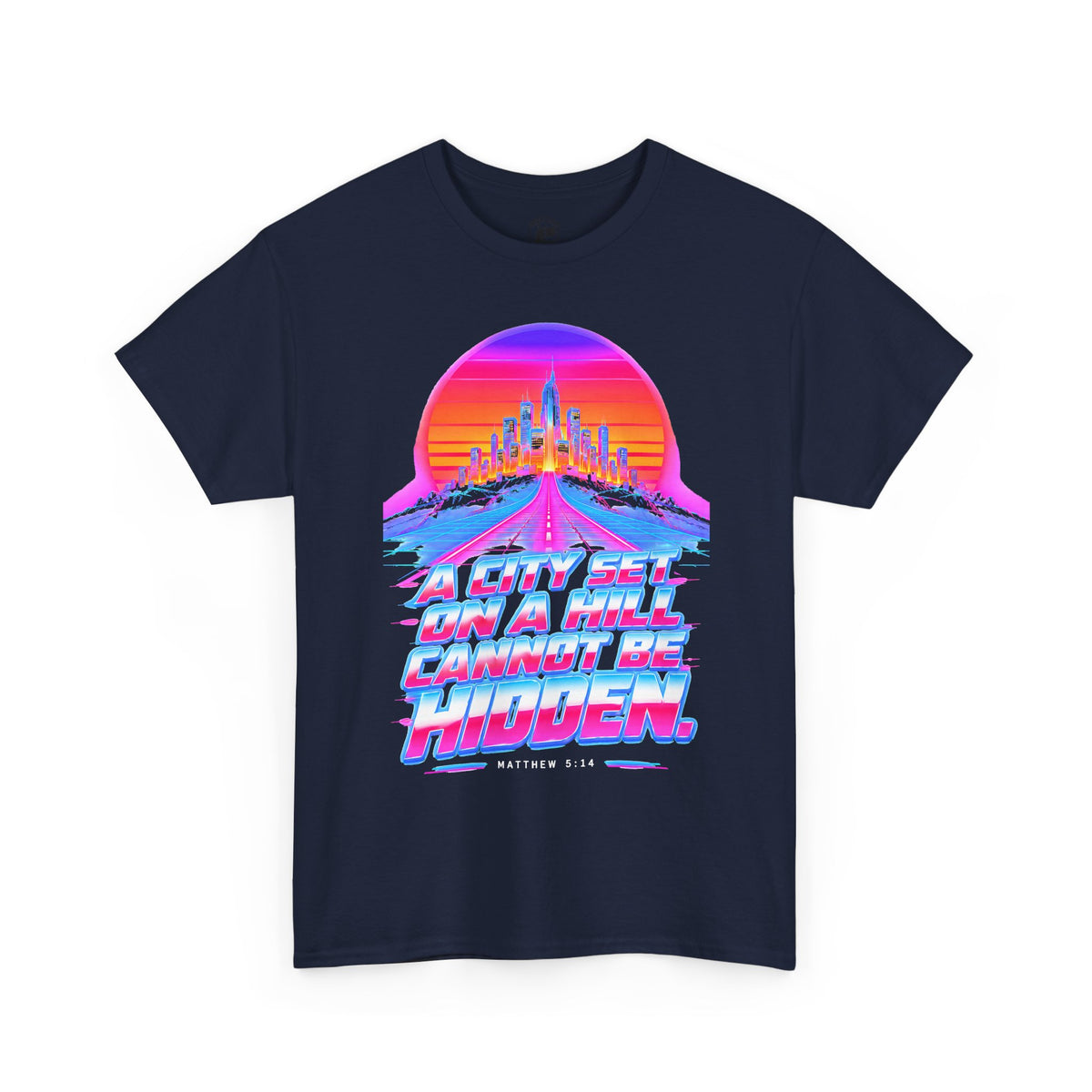 A City on a Hill Synthwave T-shirt – Donkey Talk graphic tee