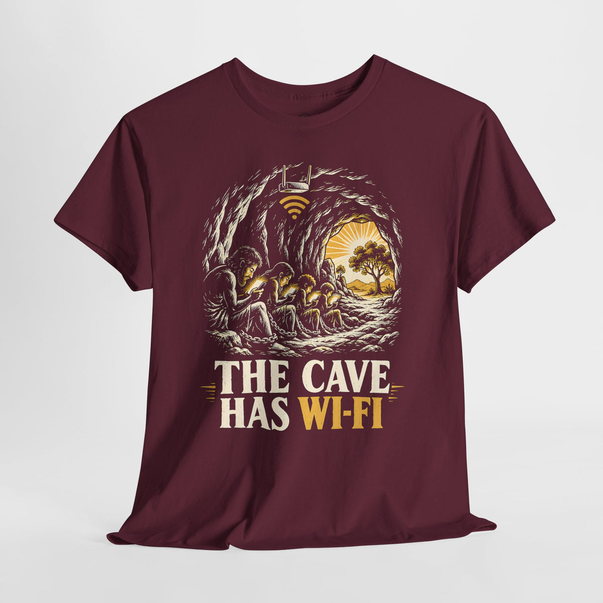 The Cave Has Wi-Fi Plato's Allegory T-shirt – Donkey Talk graphic tee