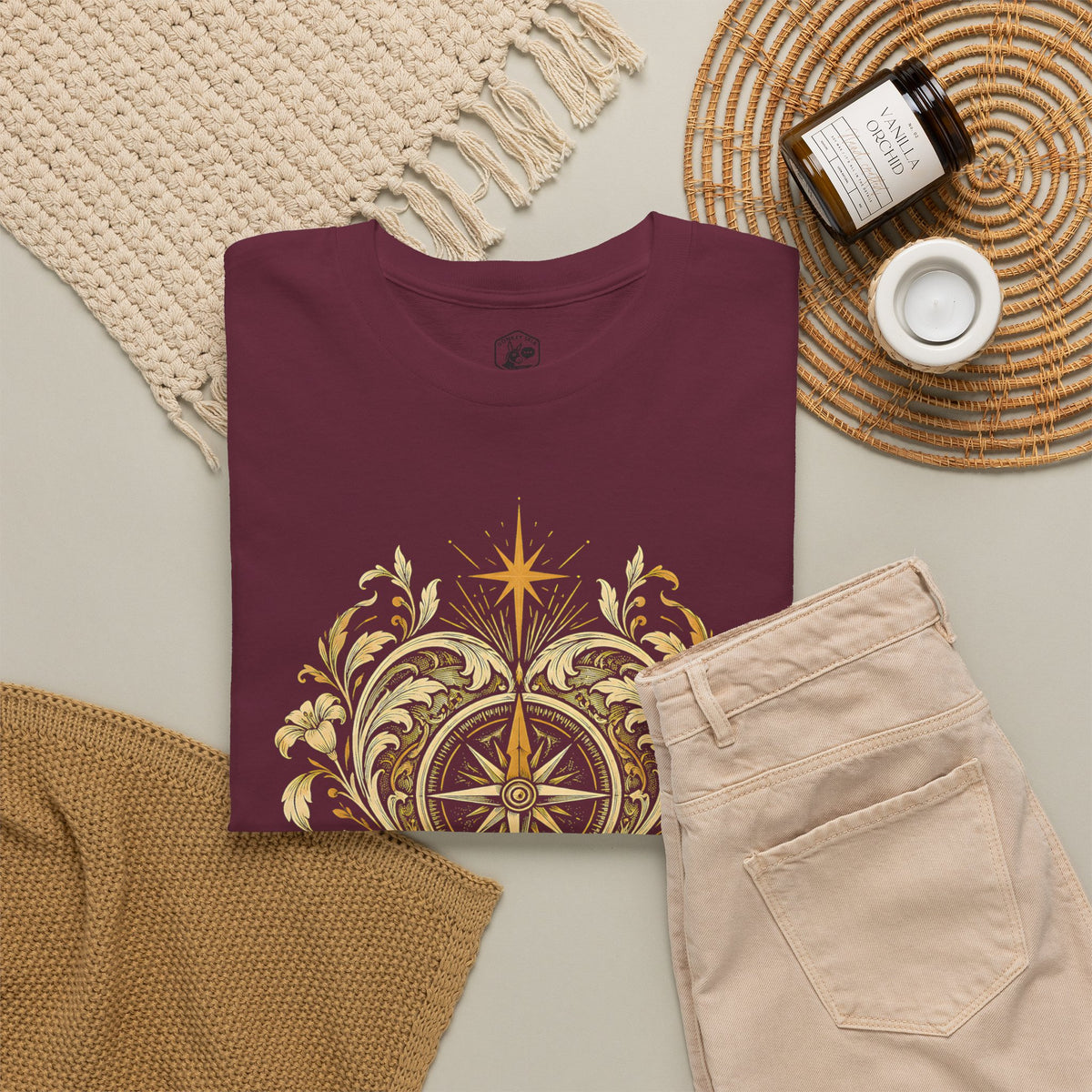Our Hearts Are Restless Gold Compass Heart T-shirt – Donkey Talk graphic tee