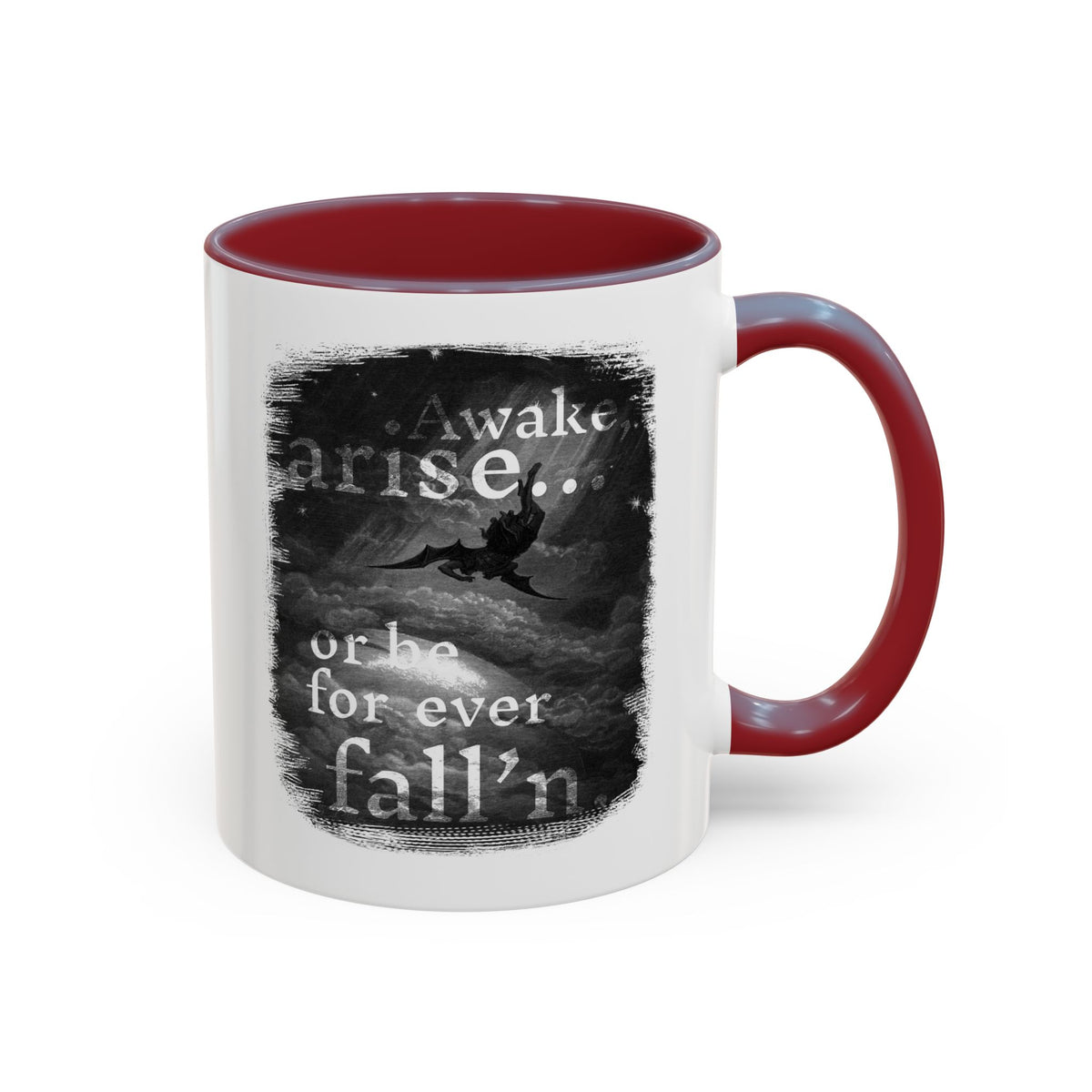Inspirational Gothic Coffee Mug — "Awake Arise or Be Forever Fall'n" Accent Mug (11/15oz)