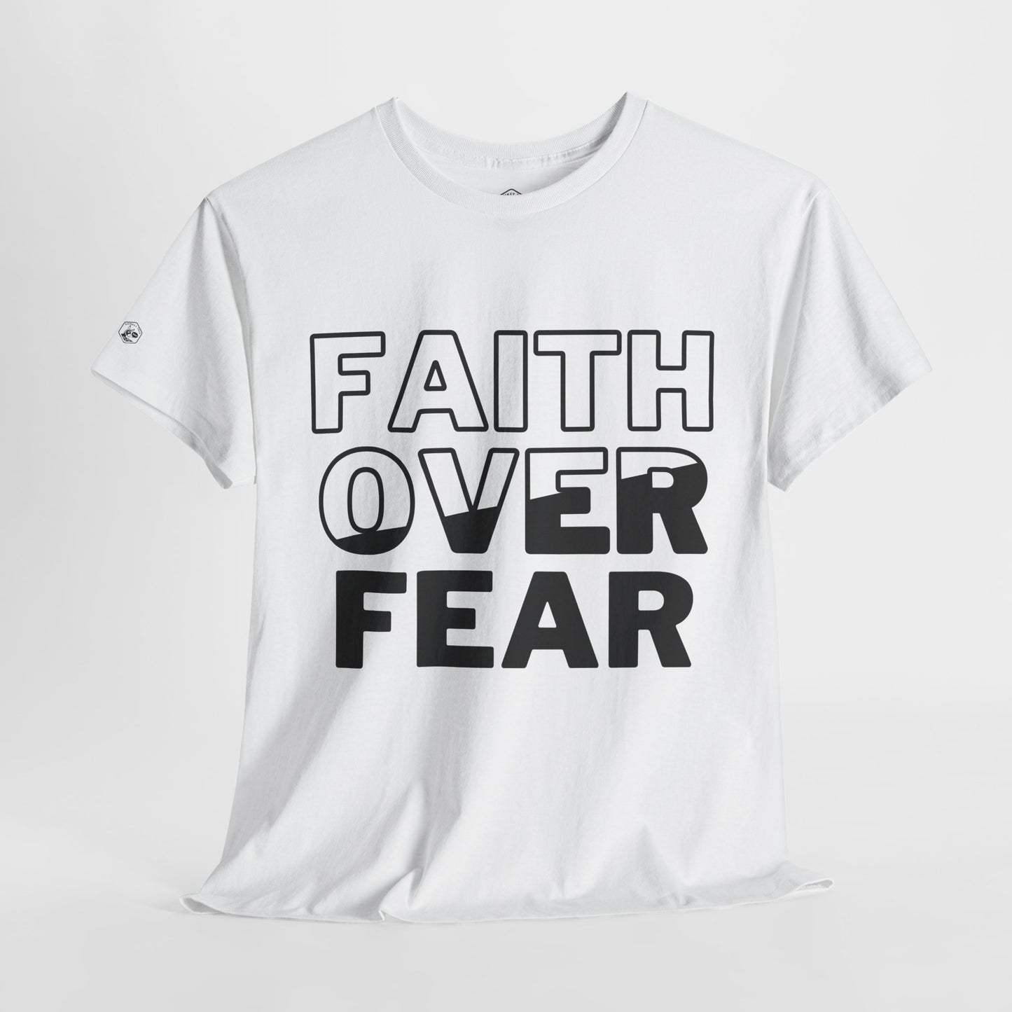 Inspirational Unisex Heavy Cotton Tee - 'Faith Over Fear'- White