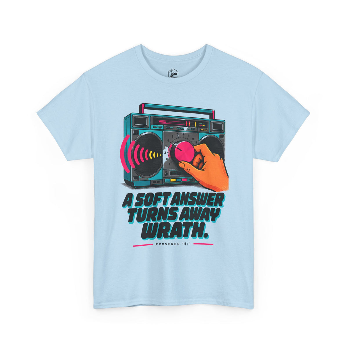 Camiseta "Turn Down the Volume" Boombox | Camiseta de Proverbios 15:1 "A Soft Answer"