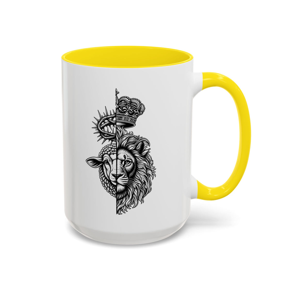 Lion & Lamb Religious Accent Coffee Mug — Crown of Thorns Christian Gift (11/15oz)
