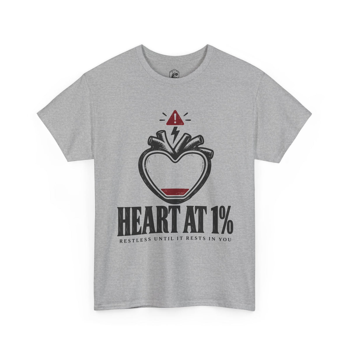 Heart at 1% Restless Until It Rests in You T-shirt – Donkey Talk graphic tee