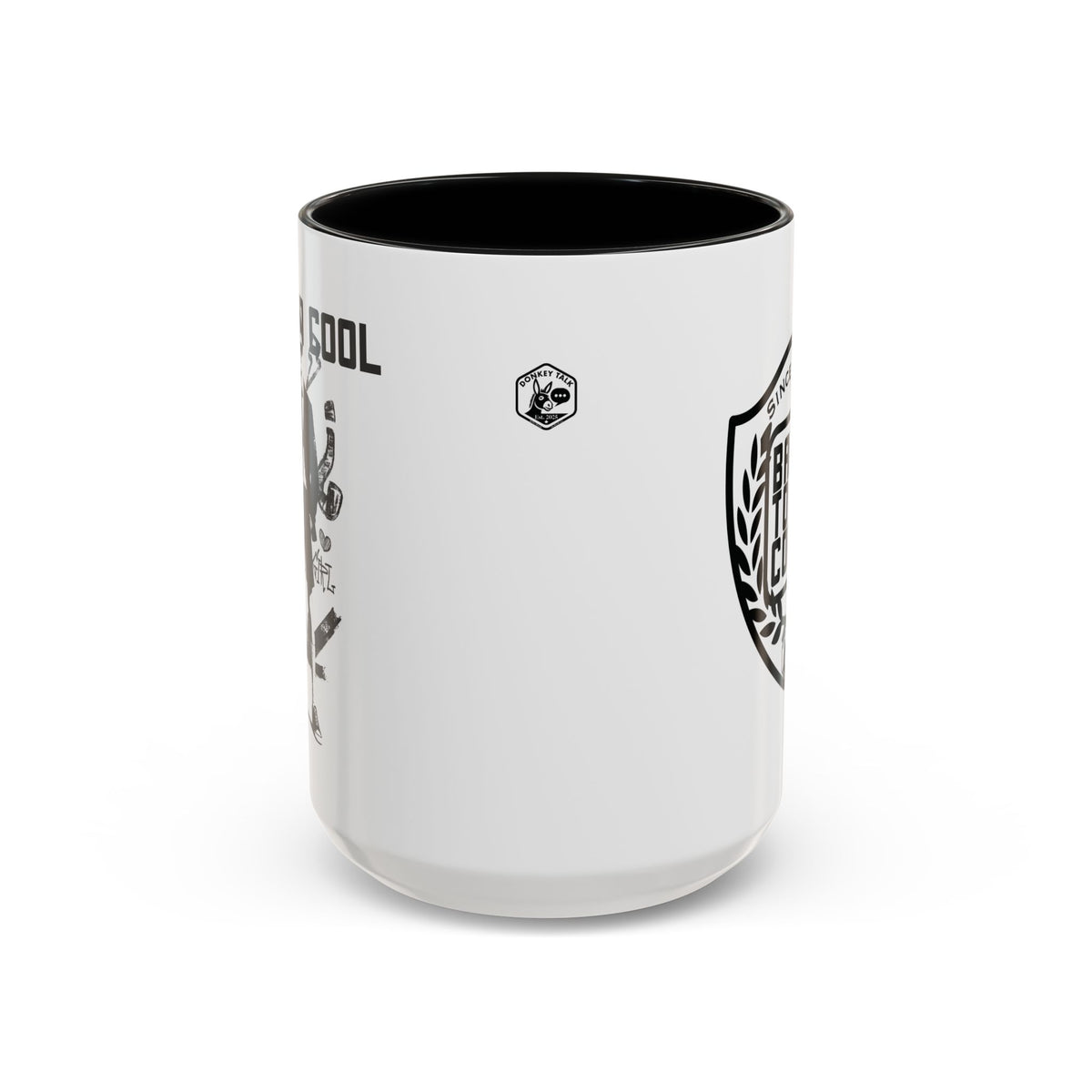 Back to Cool shield accent coffee mug – Donkey Talk ceramic mug