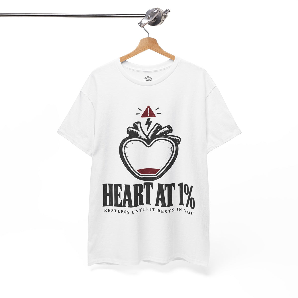 Heart at 1% Restless Until It Rests in You T-shirt – Donkey Talk graphic tee