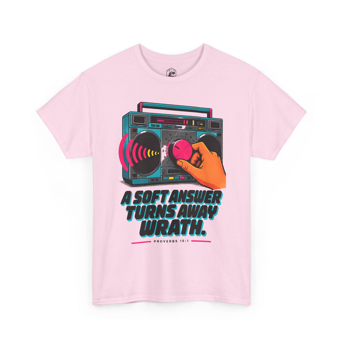 Camiseta "Turn Down the Volume" Boombox | Camiseta de Proverbios 15:1 "A Soft Answer"