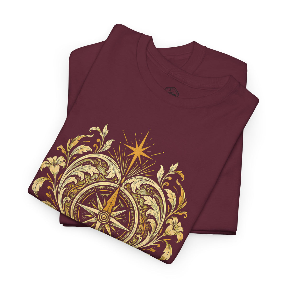 Our Hearts Are Restless Gold Compass Heart T-shirt – Donkey Talk graphic tee