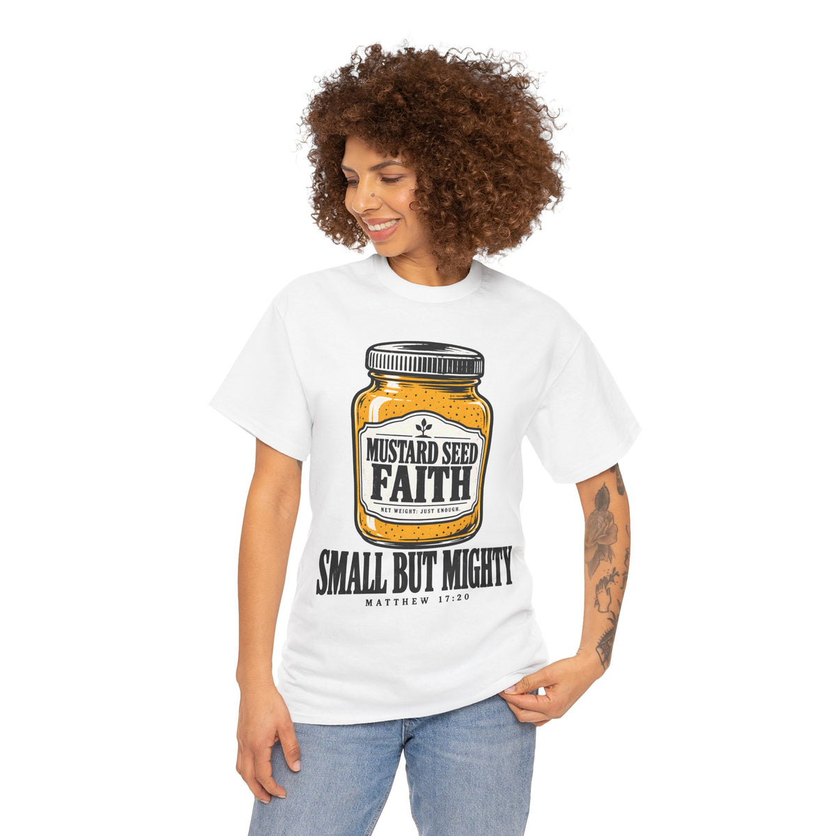 Mustard Seed Faith Small But Mighty T-shirt – Donkey Talk graphic tee