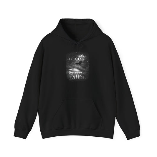 Inspirational Unisex Heavy Blend™ Hoodie - 'Awake, Rise, Forever Fall'n'