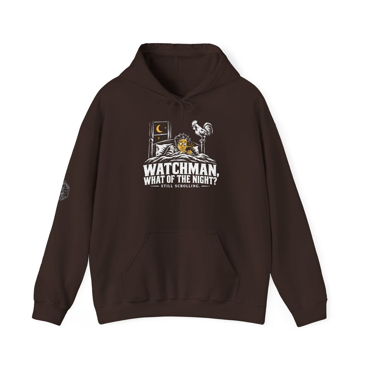 Watchman, Still Scrolling? Hoodie | Isaiah 21:11 Funny Christian Graphic Hoodie